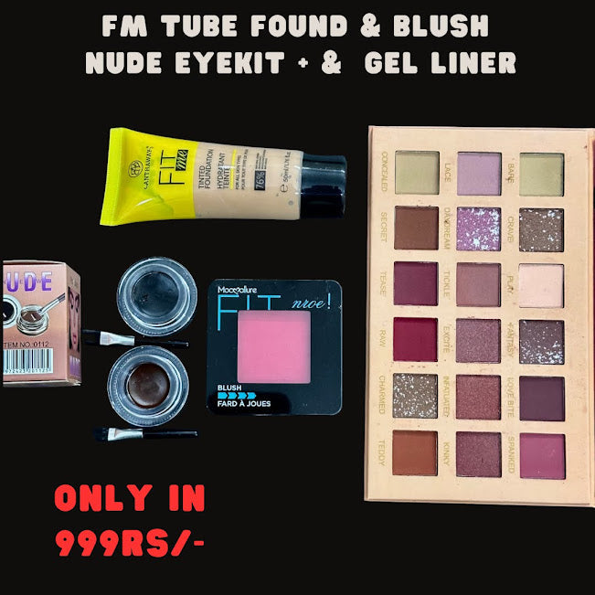 Complete Glam Deal – Tube Foundation, Nude Eyeshadow, FM Blush & Gel Eyeliner