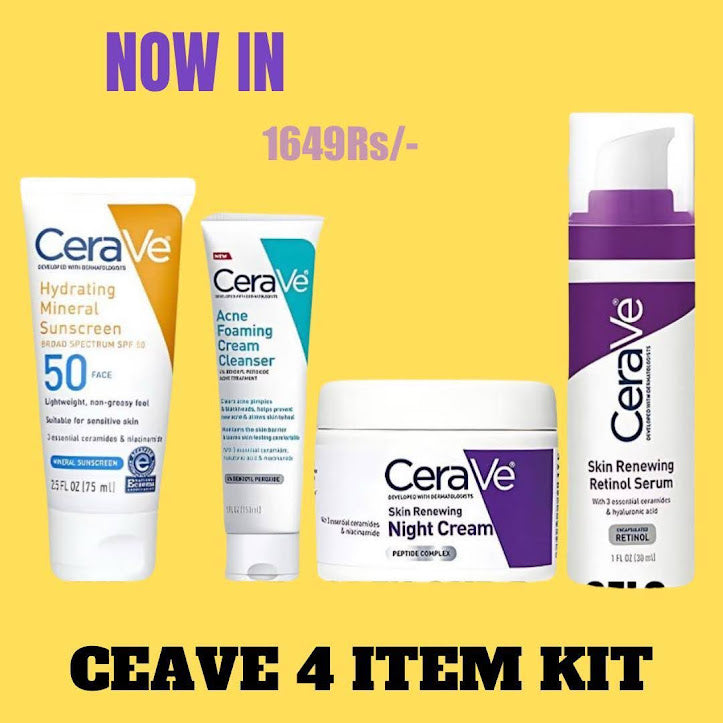CeraVe 4 Items Skincare Deal – Night Cream, Retinol Serum, Acne Cleanser & Mineral Sunscreen