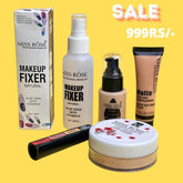 Miss Rose 5 Items Deal - Tube & Glass foundation, Loose powder, fixer & 3 in 1 Lip