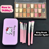 2 Pc Makeup Deal – Hello Kitty Brush Set + Mocular Eyeshadow Palette