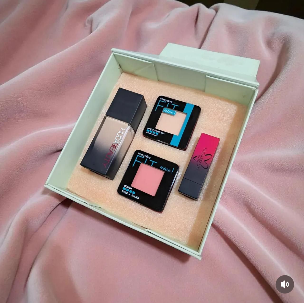 Makeup Deal – Huda Beauty Glass Foundation + Lipstick + Fit Me Face Powder & Blusher